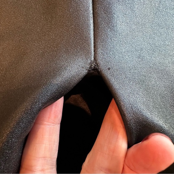 Finders Keepers Women’s Metallic Black Faux Leather Slit Front Sexy Pencil Skirt - Picture 9 of 11